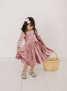 Gwendolyn Dress - Tea Rose Crushed Velvet
