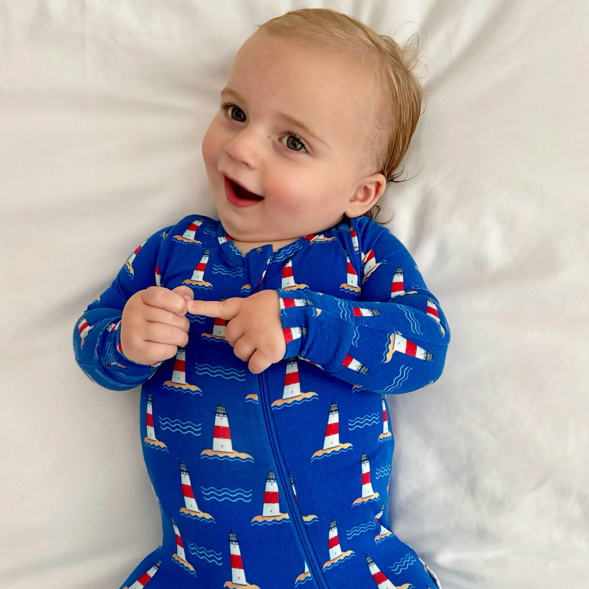 Zip Romper - Hamptons Lighthouse