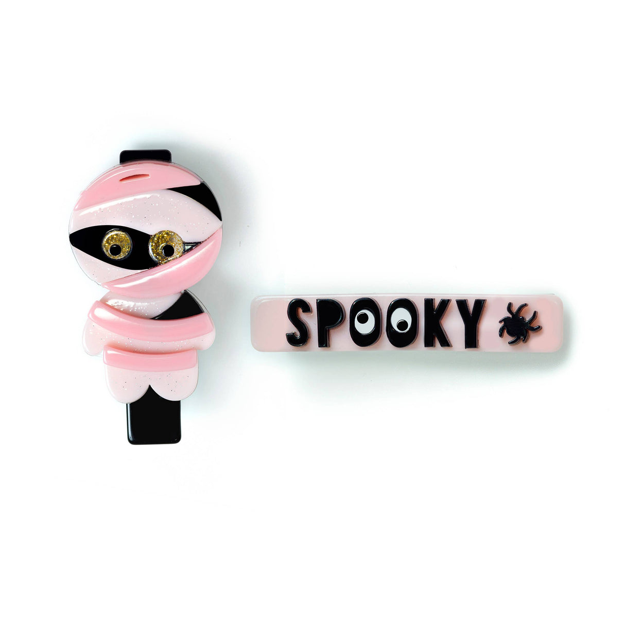 Acrylic Hair Clips - Spooky Mummy