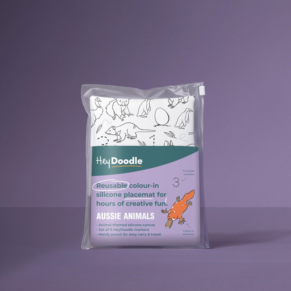 Reusable Color-In Silicone Placemat - 123 Aussie Animals