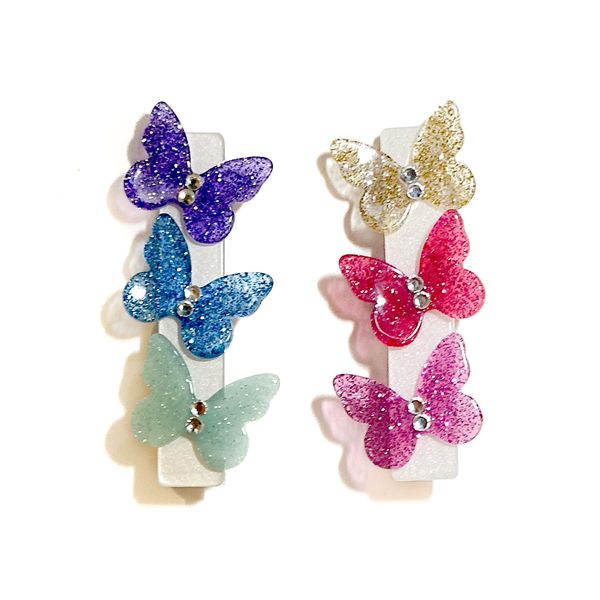 Acrylic Hair Clips - Glitter Butterflies