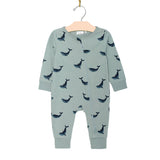 City Mouse Zip Romper - Blue Whales