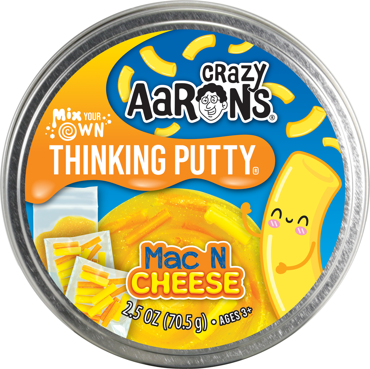 Crazy Aaron's Thinking Putty 4" Tin - Mix It Mac & Cheese