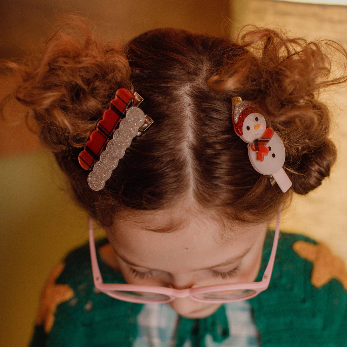 Acrylic Hair Clips - Snowman