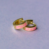 Pierced Co. Earrings - Neon Pink Opal Huggies