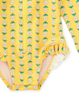 Rash Guard Swimsuit - Vintage Floral Tile