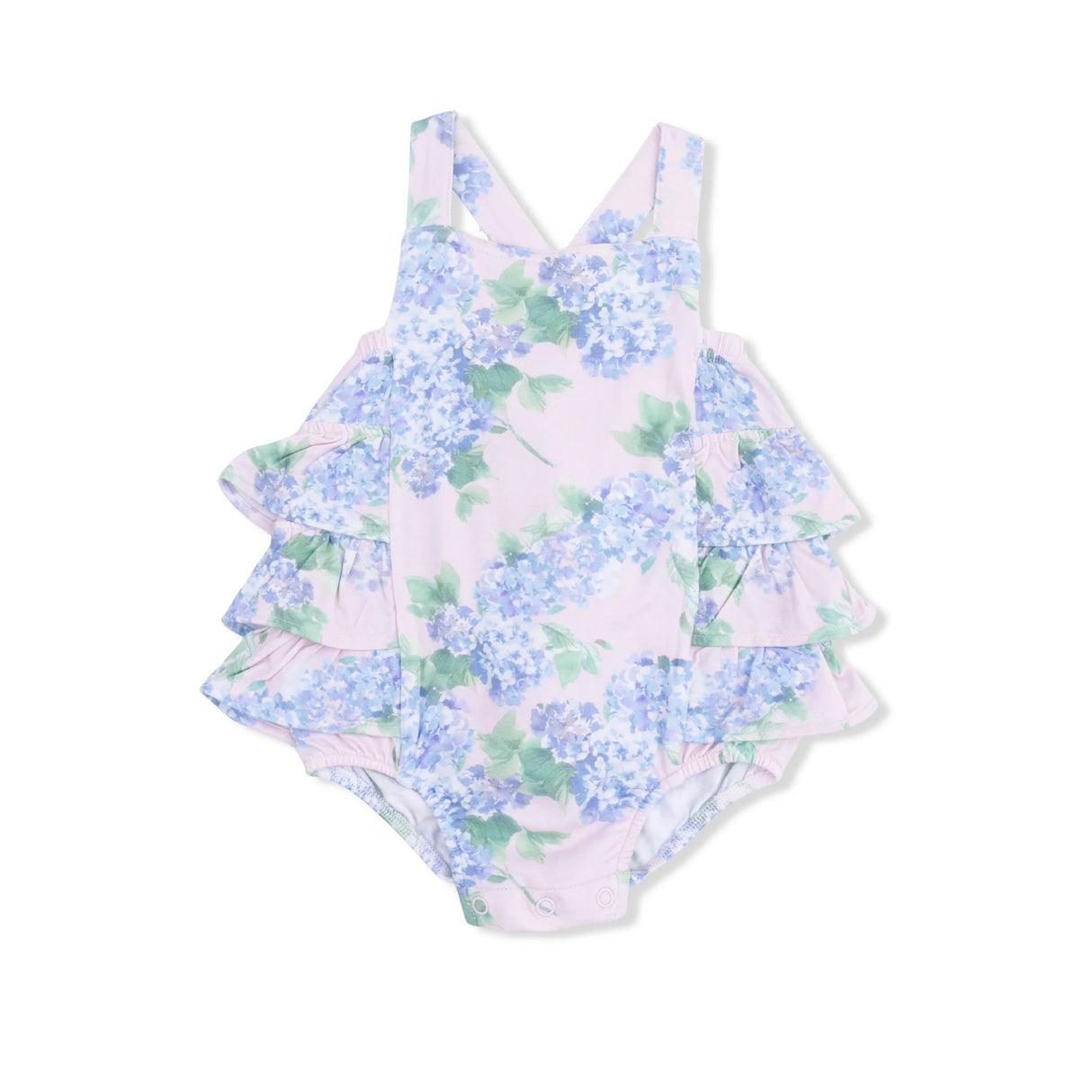 Ruffle Sunsuit - Hydrangeas