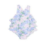 Ruffle Sunsuit - Hydrangeas