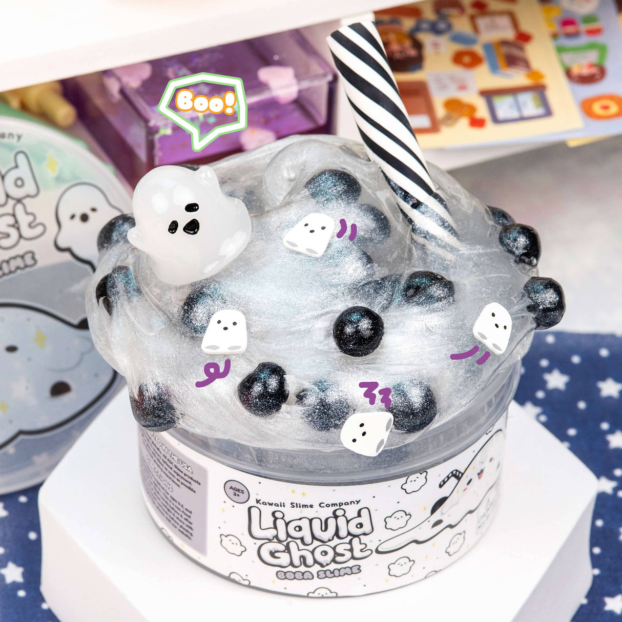 Kawaii Slime - Liquid Ghost Boba Clear Slime