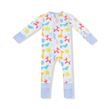 Zip Romper - Balloon Animals Blue
