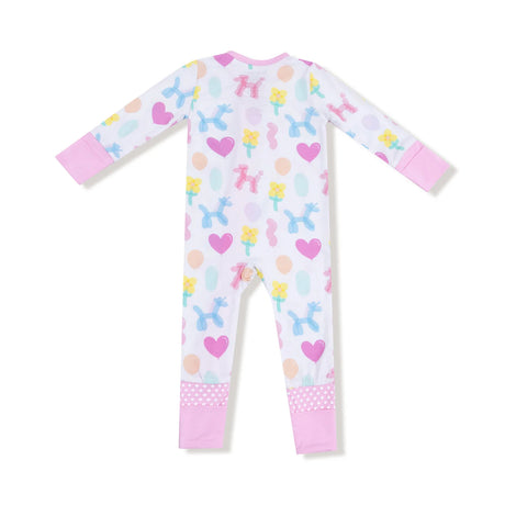 Zip Romper - Balloon Animals Pink
