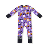 Zip Romper - Purple Costumed Ghosts