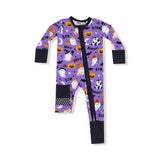 Zip Romper - Purple Costumed Ghosts