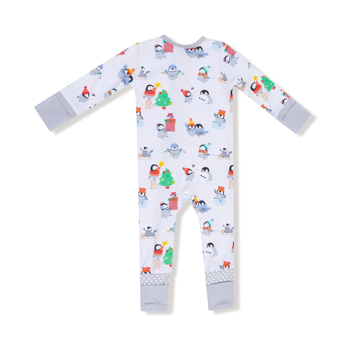 Zip Romper - Holiday Penguins