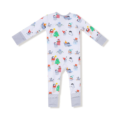 Zip Romper - Holiday Penguins