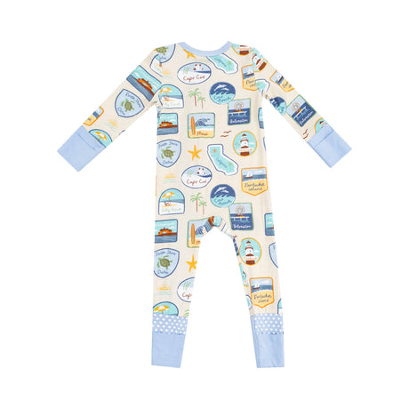 Zip Romper - Beach Patches