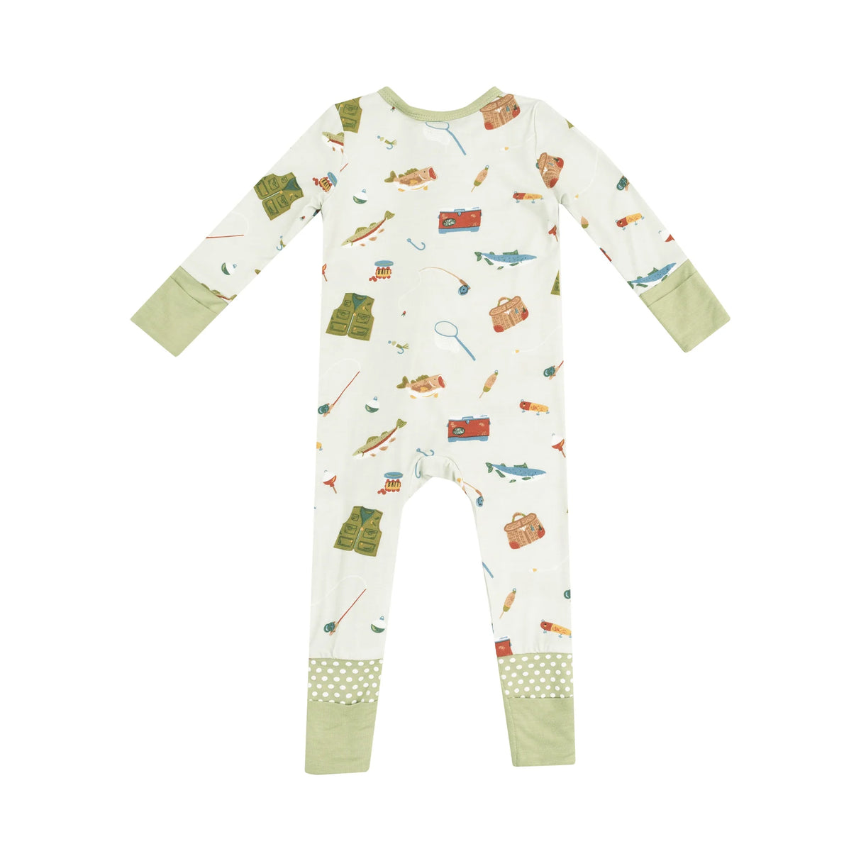 Zip Romper - Green Fishing Things