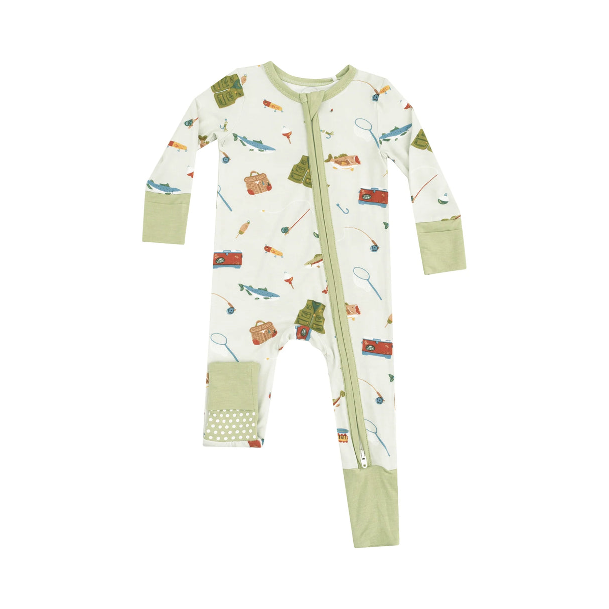 Zip Romper - Green Fishing Things
