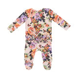 Ruffle Zip Footie - Autumn Rose