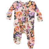 Ruffle Zip Footie - Autumn Rose