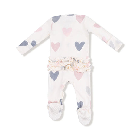 Ruffle Zip Footie - Hearts