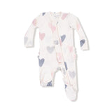Ruffle Zip Footie - Hearts