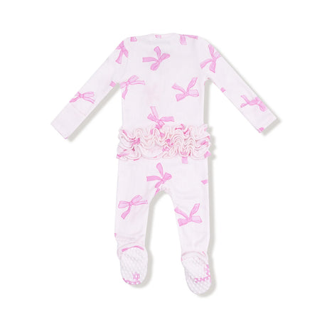 Ruffle Zip Footie - Pretty Bows