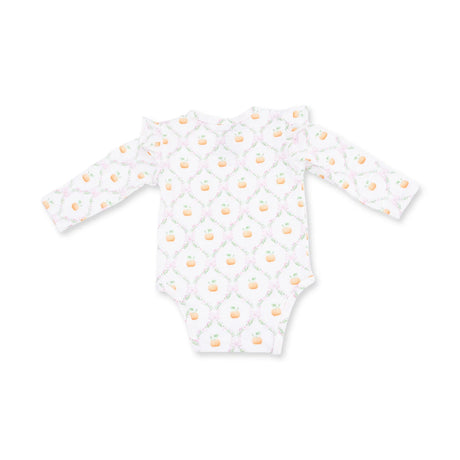 Ruffle Sleeve Bodysuit - Pretty Pumpkin Trellis