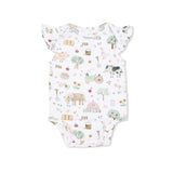 Ruffle Sleeve Bodysuit - Cute Farm Animals Pink