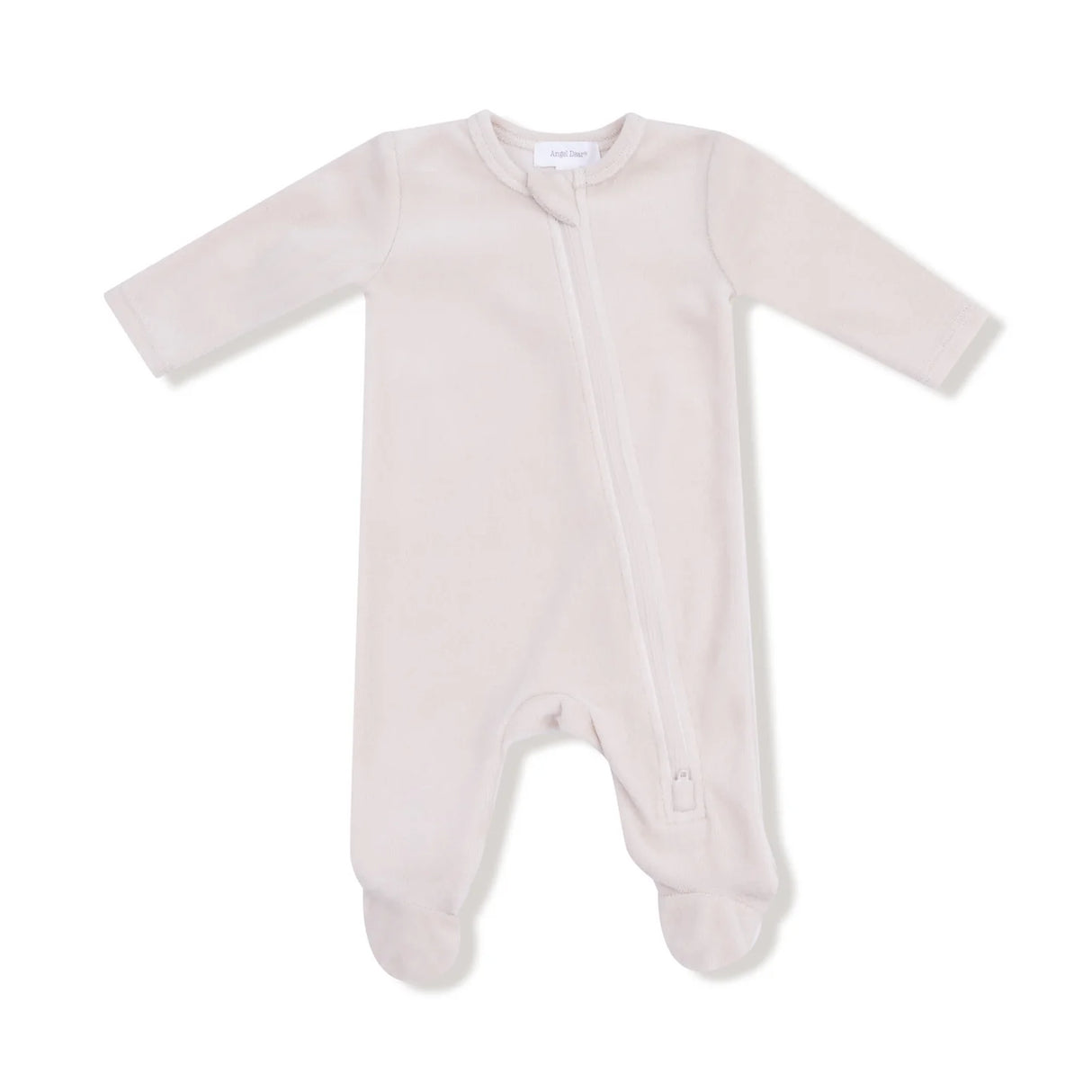 Velour Zip Footie - Oatmilk