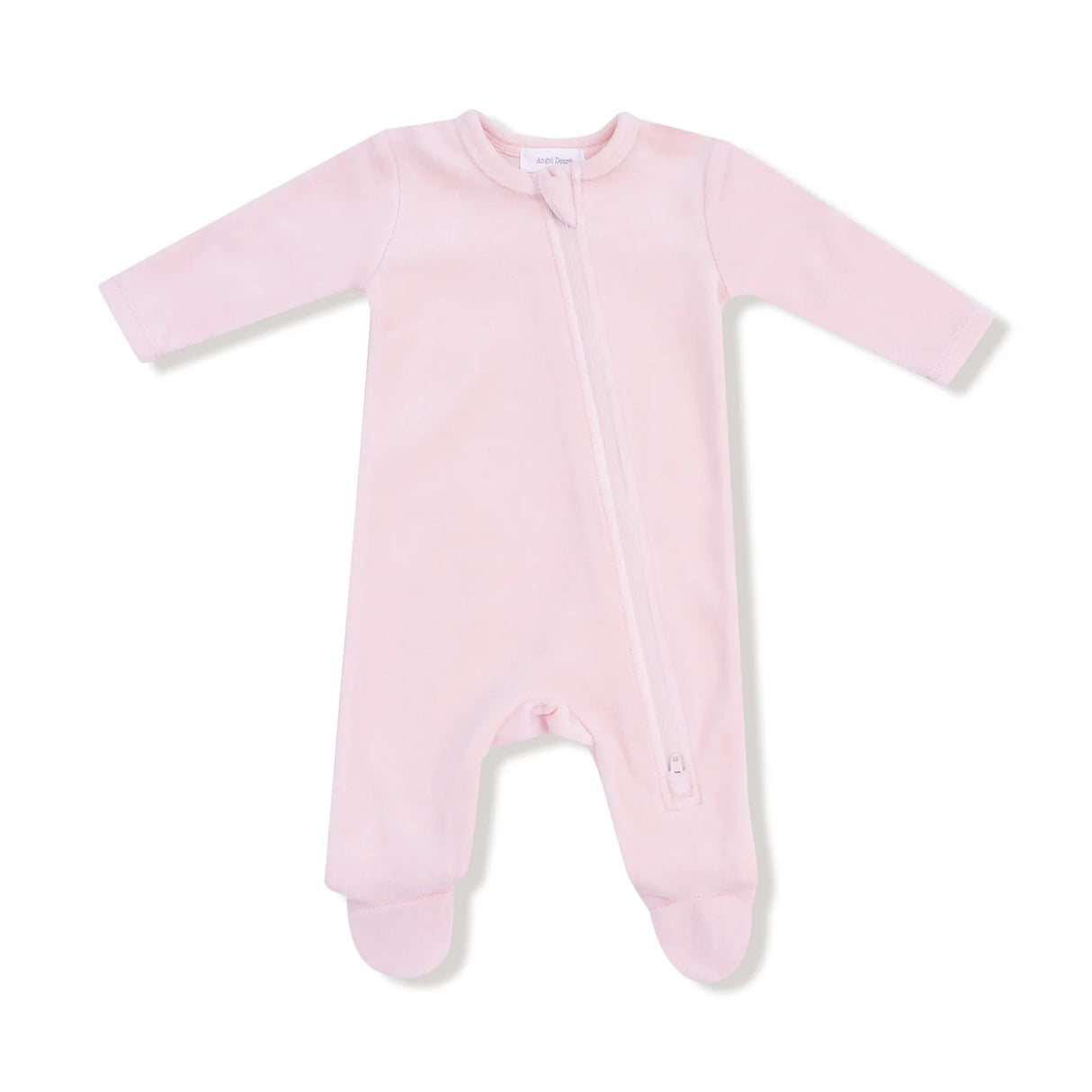 Velour Zip Footie - Pink