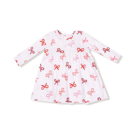 Long Sleeve Dress and Bloomer - Candy Cane Bows