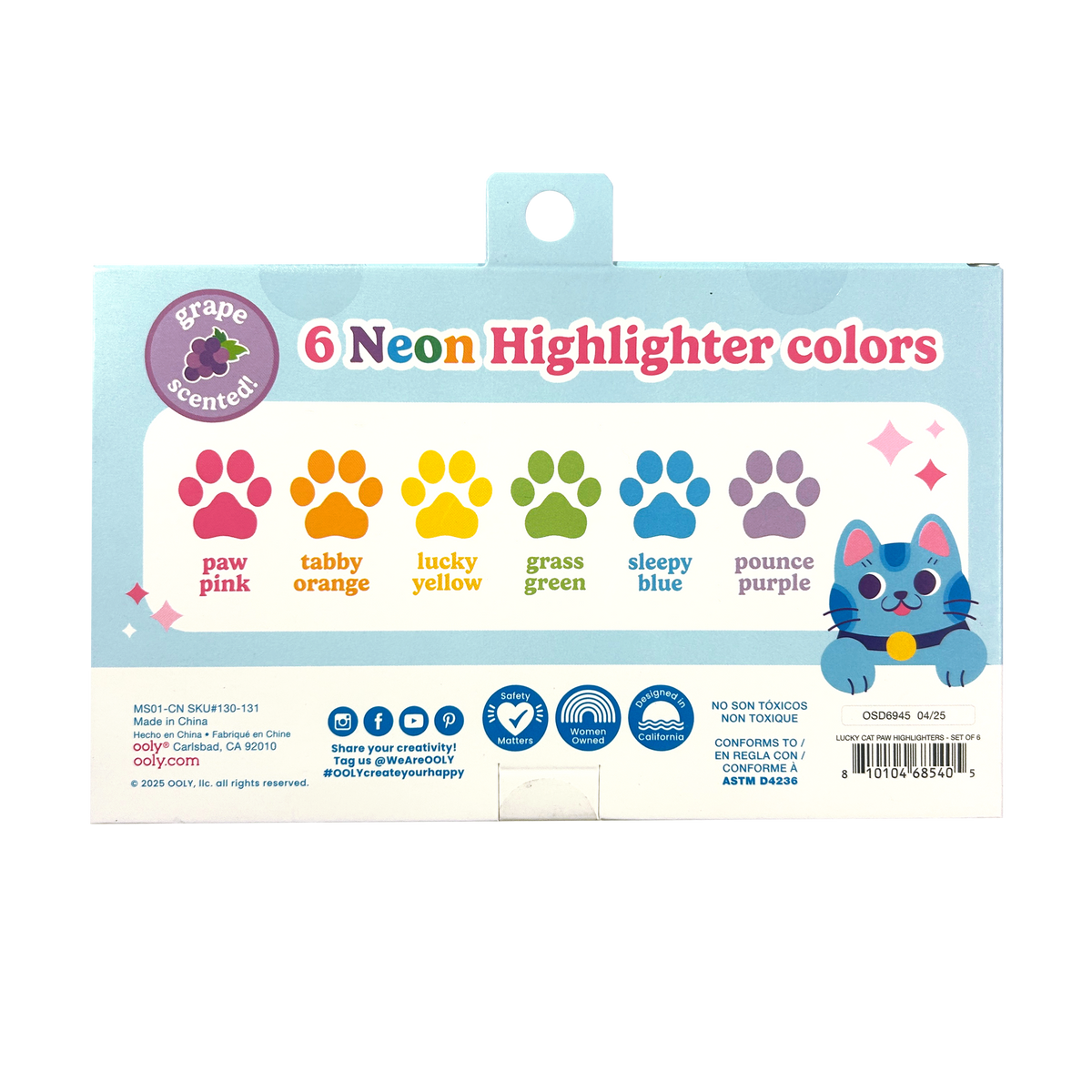 Lucky Cat Paw Neon Highlighters