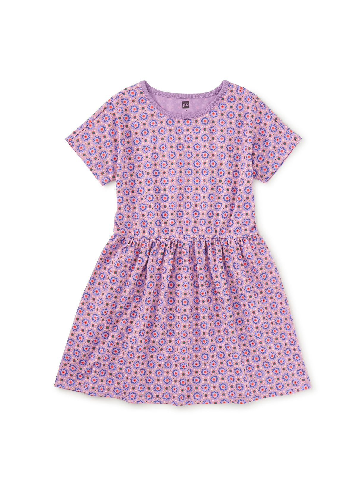 Short Sleeve Twirl Dress - Korean Tiles