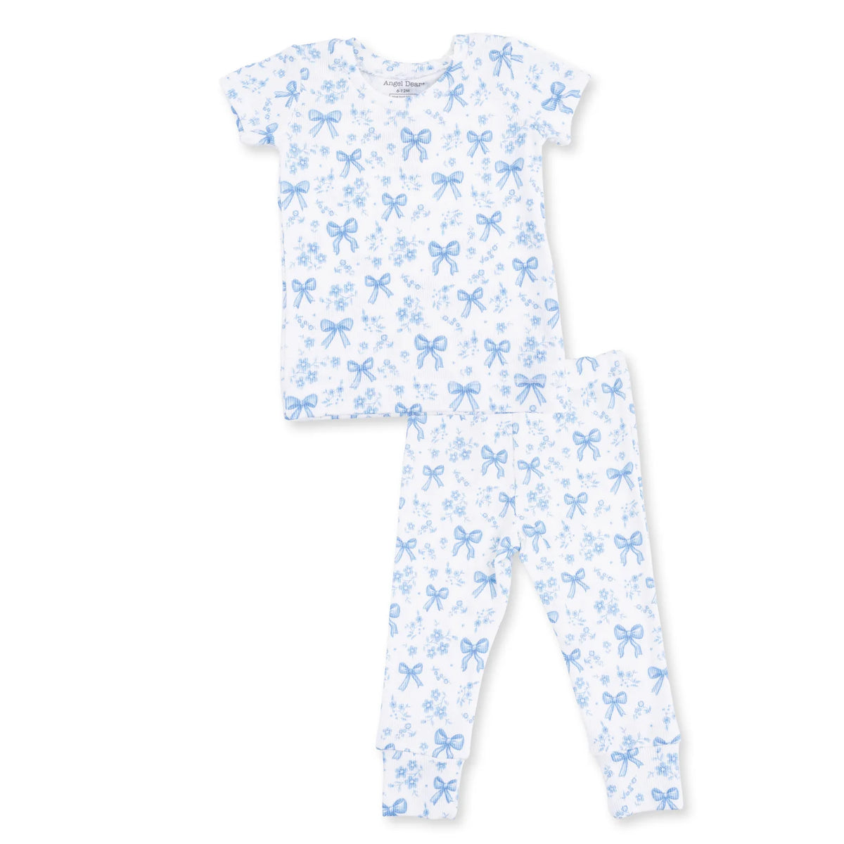 Short Sleeve Loungewear Set - Blue Bows and Flowers
