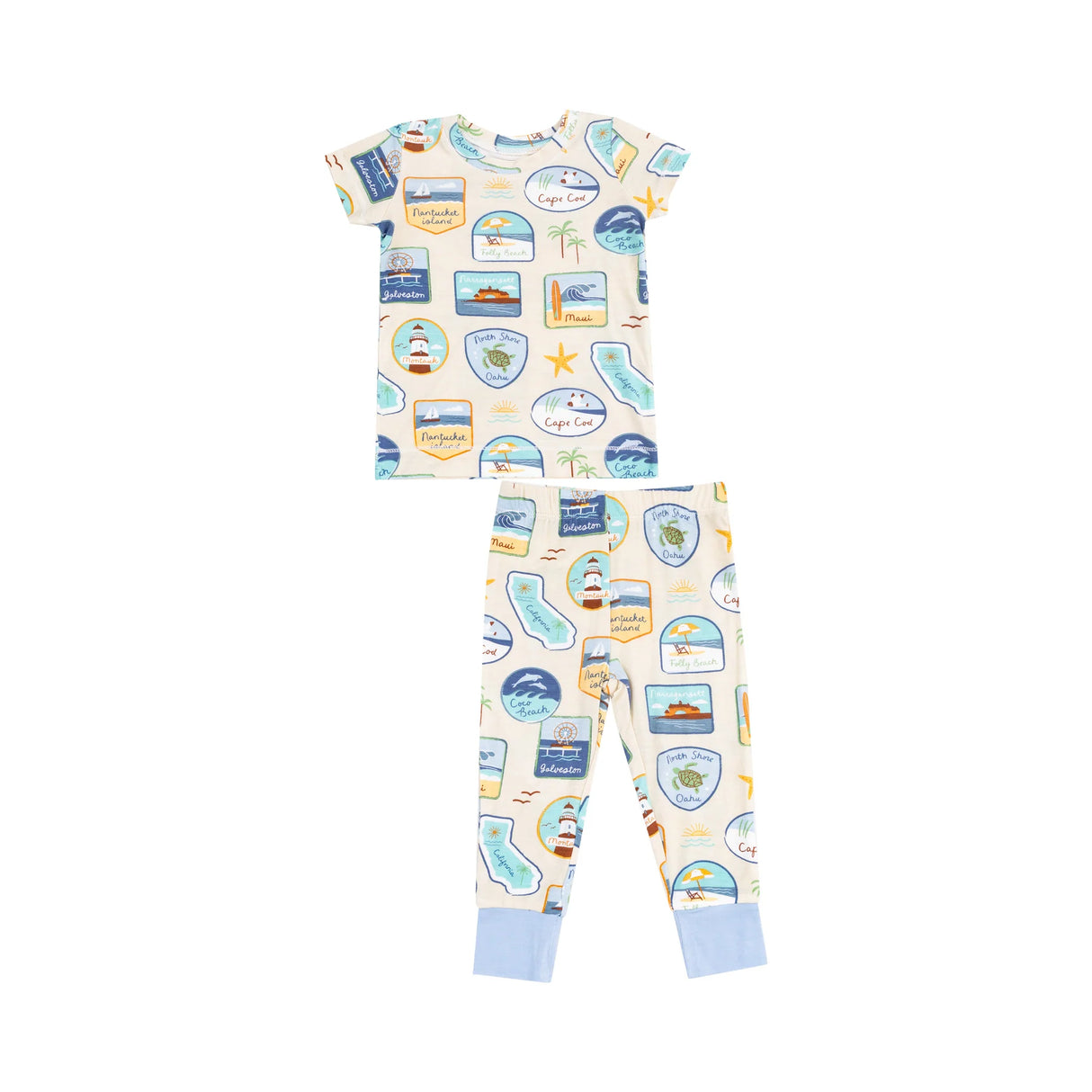 Short Sleeve Loungewear - Beach Patches