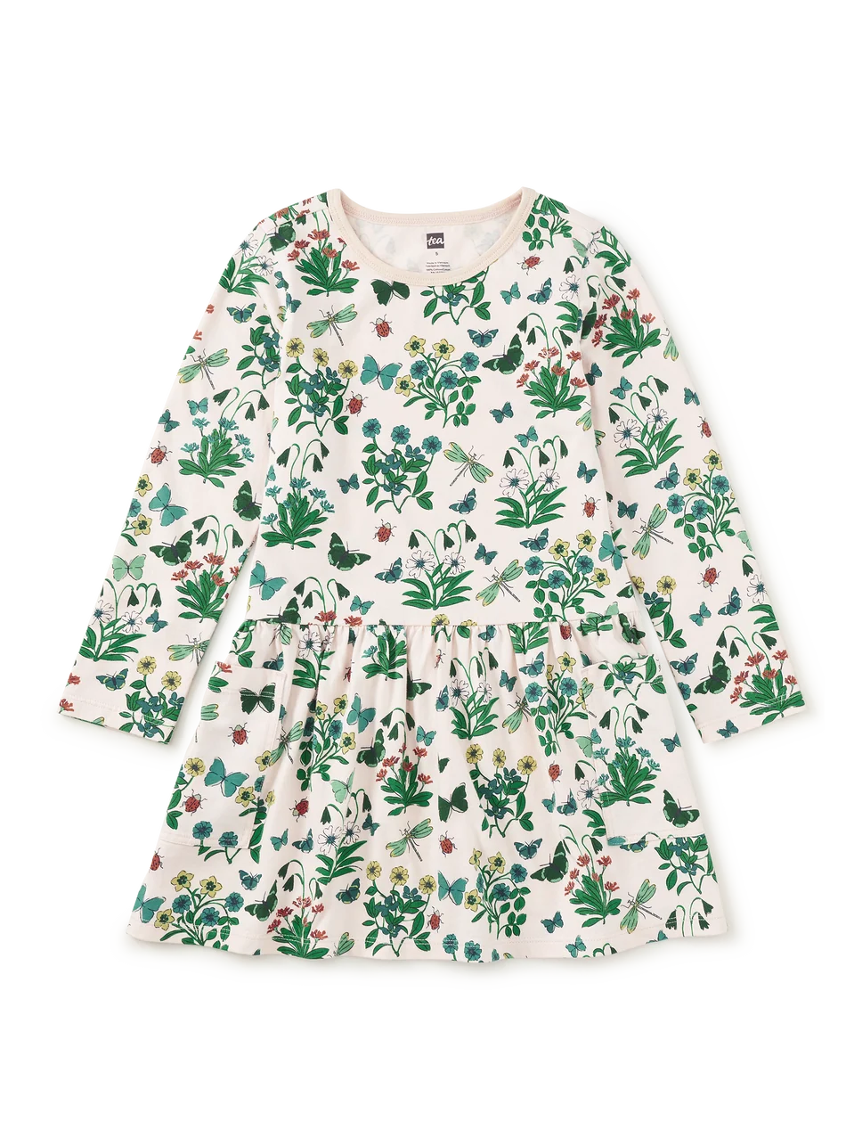 Long Sleeve Pocket Dress - Garden Expedition