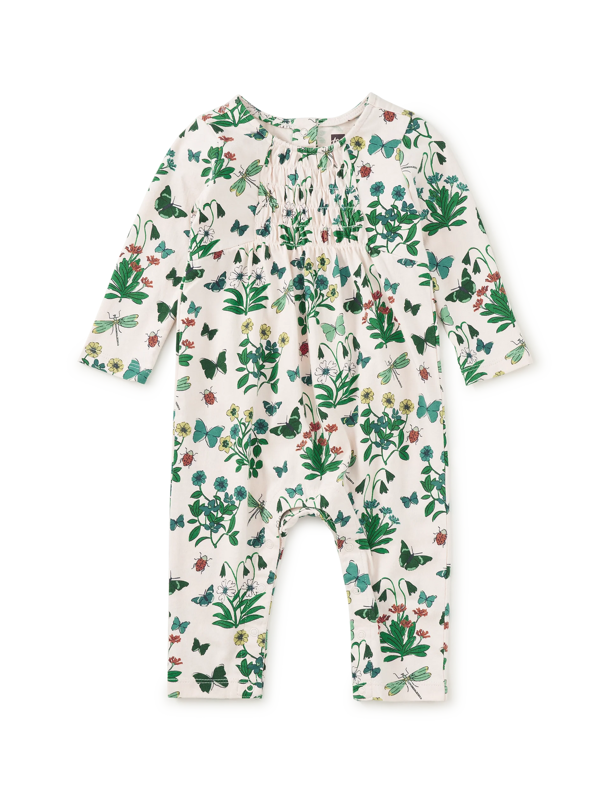 Smocked Baby Romper - Garden Expedition