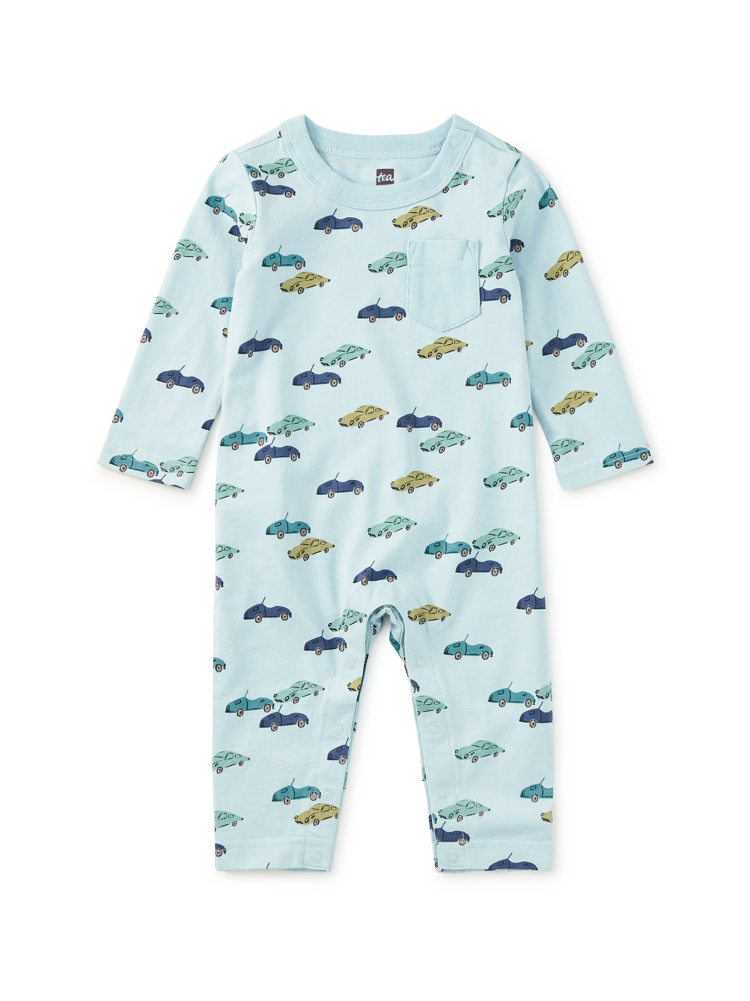 Long Sleeve Pocket Romper - Mini Cars