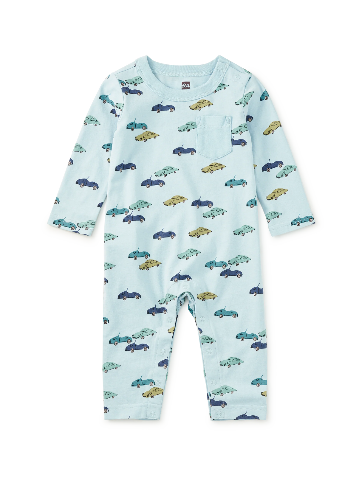 Long Sleeve Pocket Romper - Mini Cars
