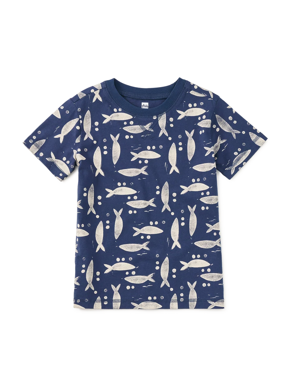 Printed Tee - Blockprint Sardines