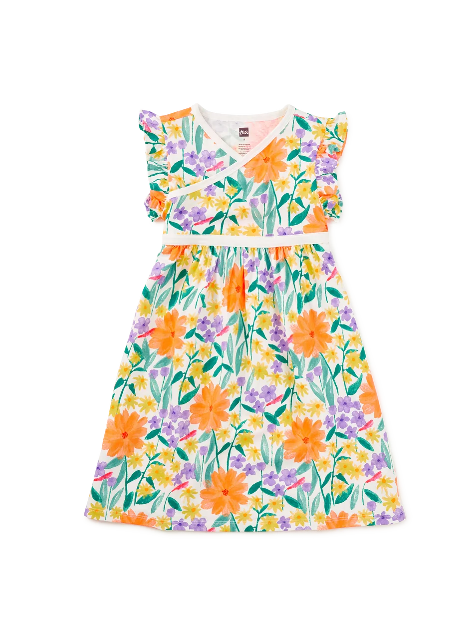 Wrap Neck Dress - Watercolor Floral