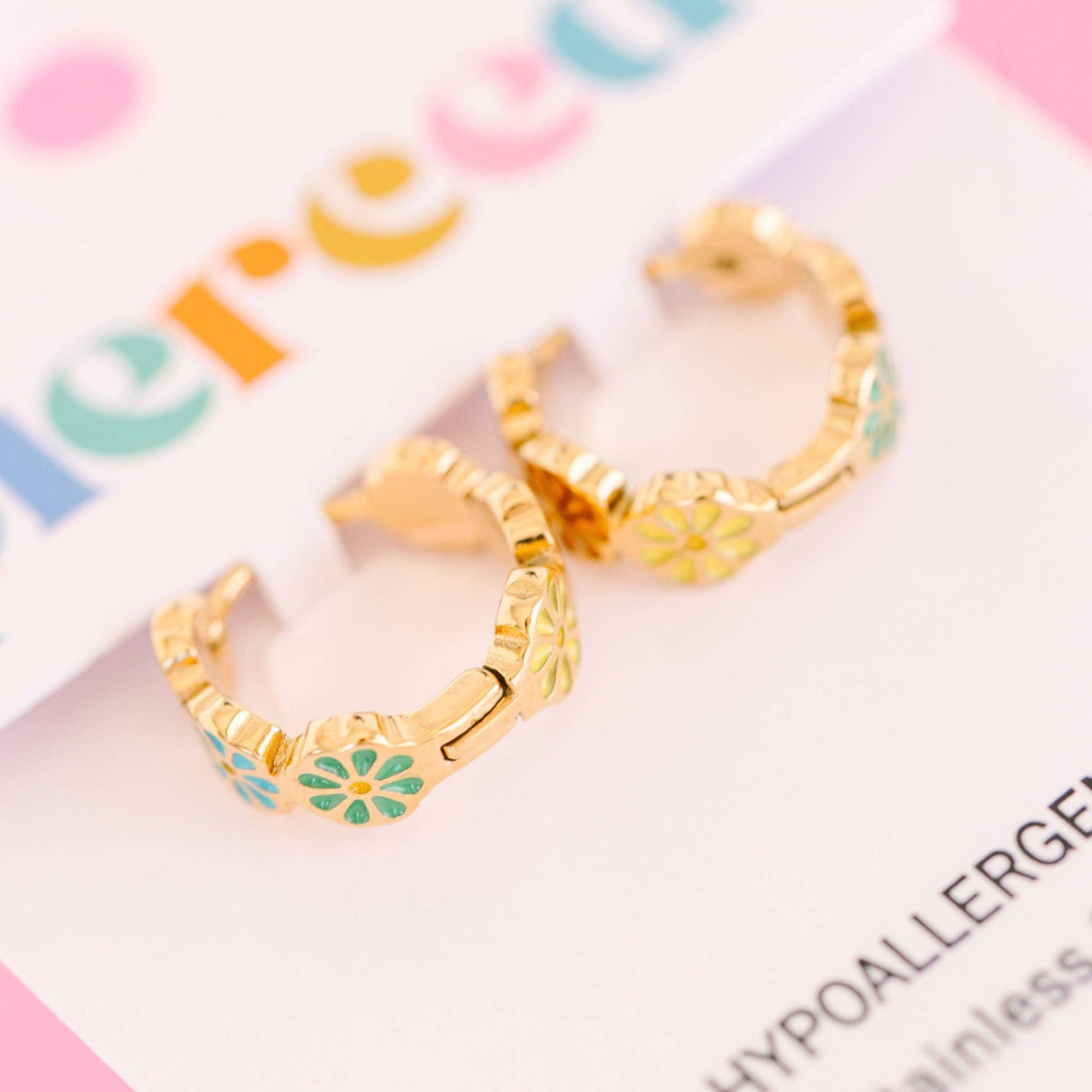 Pierced Co. Earrings - Colorful Daisy Huggies