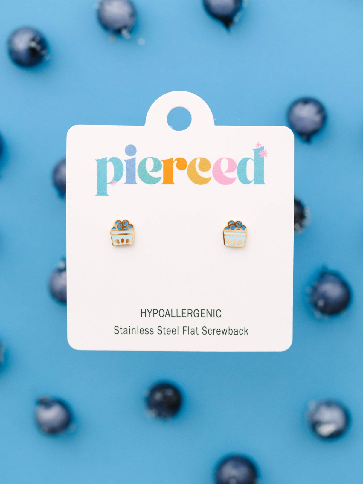 Pierced Co. Screwback Earrings - Blueberries