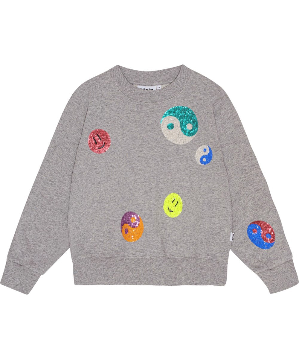 Molo Marge Sequin Pullover - Grey Melange FINAL SALE
