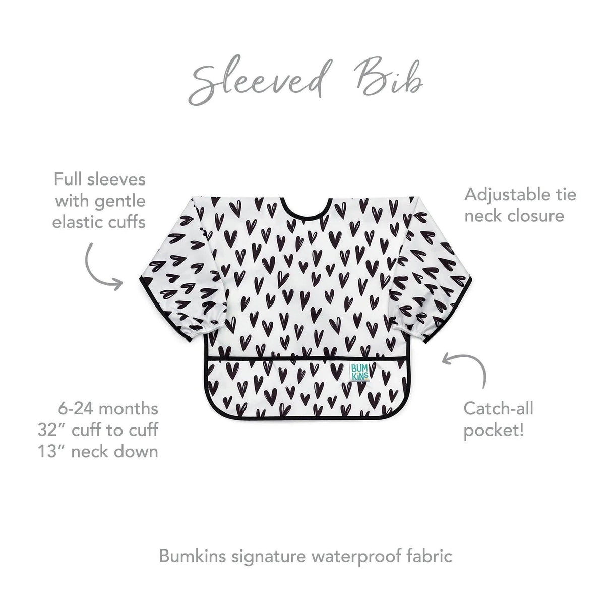 Sleeved Bib - Hearts
