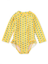 Rash Guard Swimsuit - Vintage Floral Tile