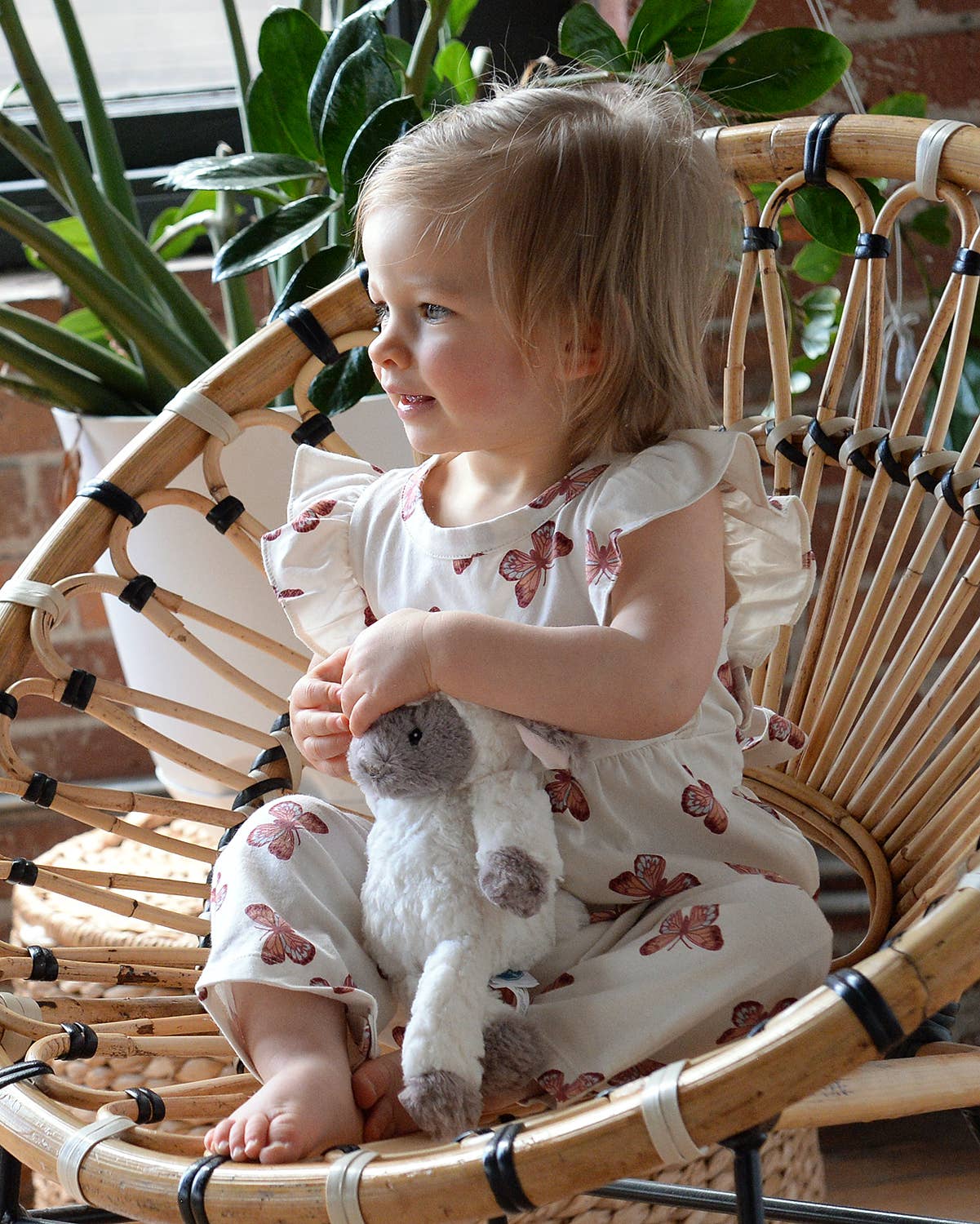 City Mouse Flutter Long Romper - Butterflies