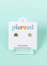 Pierced Co. Screwback Earrings - Frog & Lily Pad