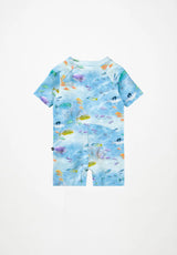 Molo Neka Short Sleeve One Piece Swimsuit - Rainbow Sea